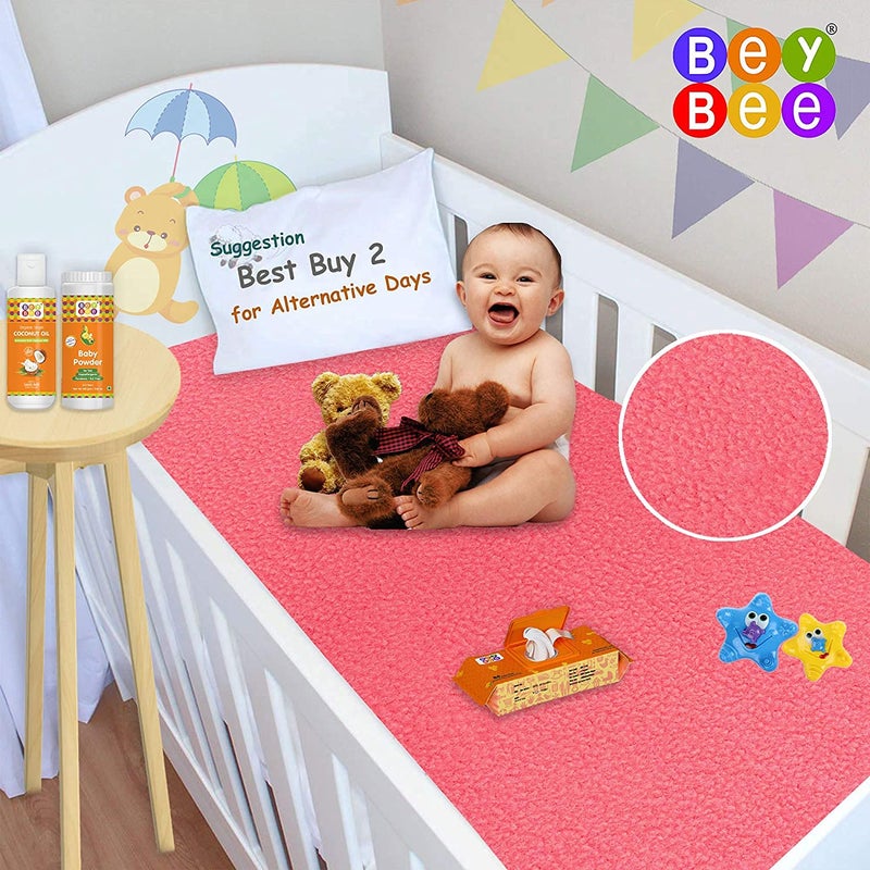 A CUBE LUXURY SOLUTIONS A CUBE LUXURY SOLUTIONS Waterproof Baby Bed Protector Dry Sheet for Newborn Babies Baby Water Resistant Medium Size Dry Sheet Size 70x100CM Coral  - Image 2