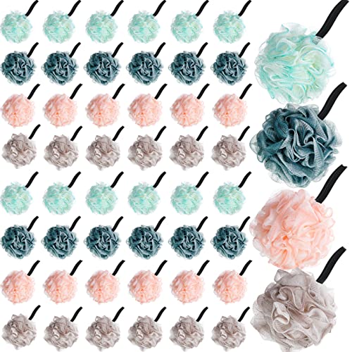 Shellwei 48 Pack Bath Sponge Shower Loofahs Bulk Pack 50g Soft Net Body Scrubber Shower Pouf Sponge Ball Body Mesh Pouf Exfoliating Bath Scrunchies for Men and Women - Image 1