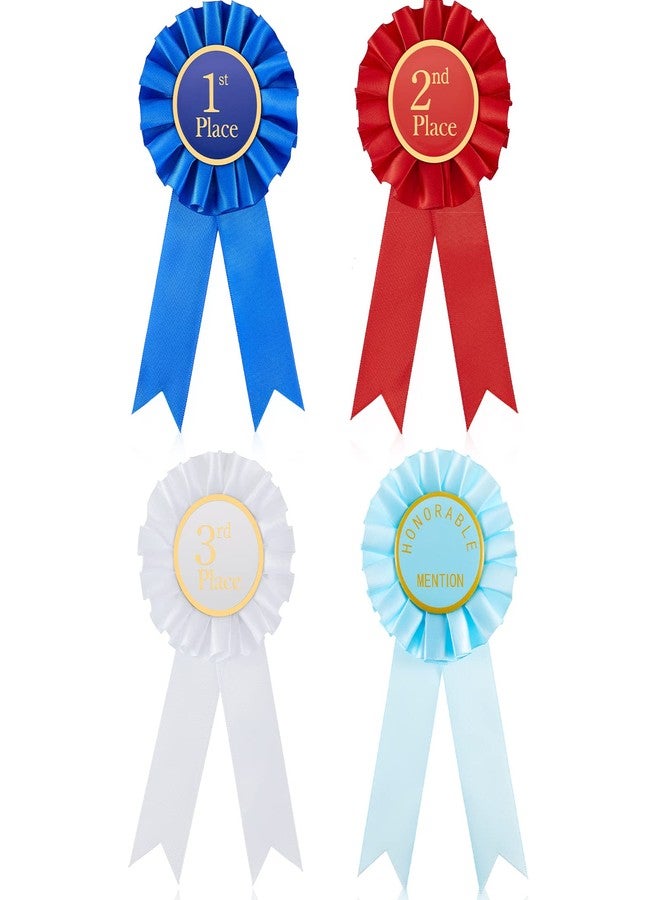 Lewtemi Award Ribbon Rosette Set 1st, 2nd, 3rd Place Ribbon Honorable Mention Prize Badge Medal(4 Pcs) - Image 1