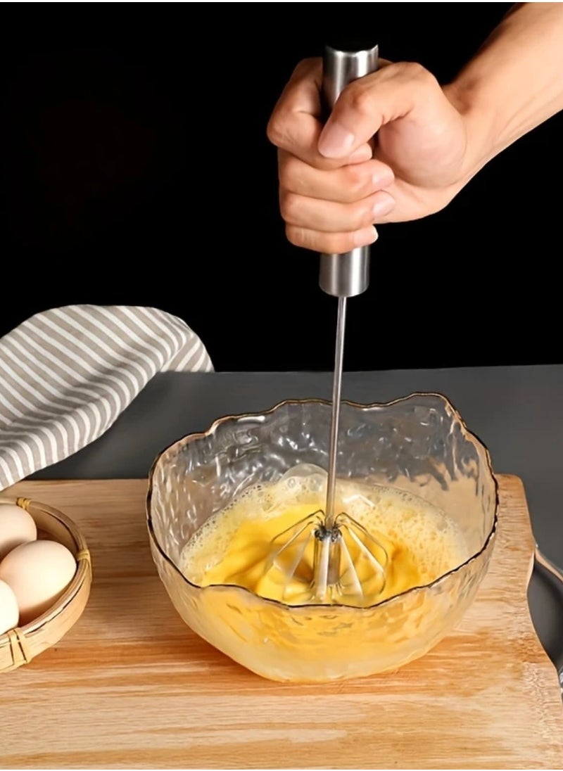 manual hand mixer . stainless steel egg beater . press down milk frother . cream whisk tool . home baking tools . hand blender no electricity . kitchen whisker . multi-purpose manual beater . manual egg whisk . handheld mixing tool