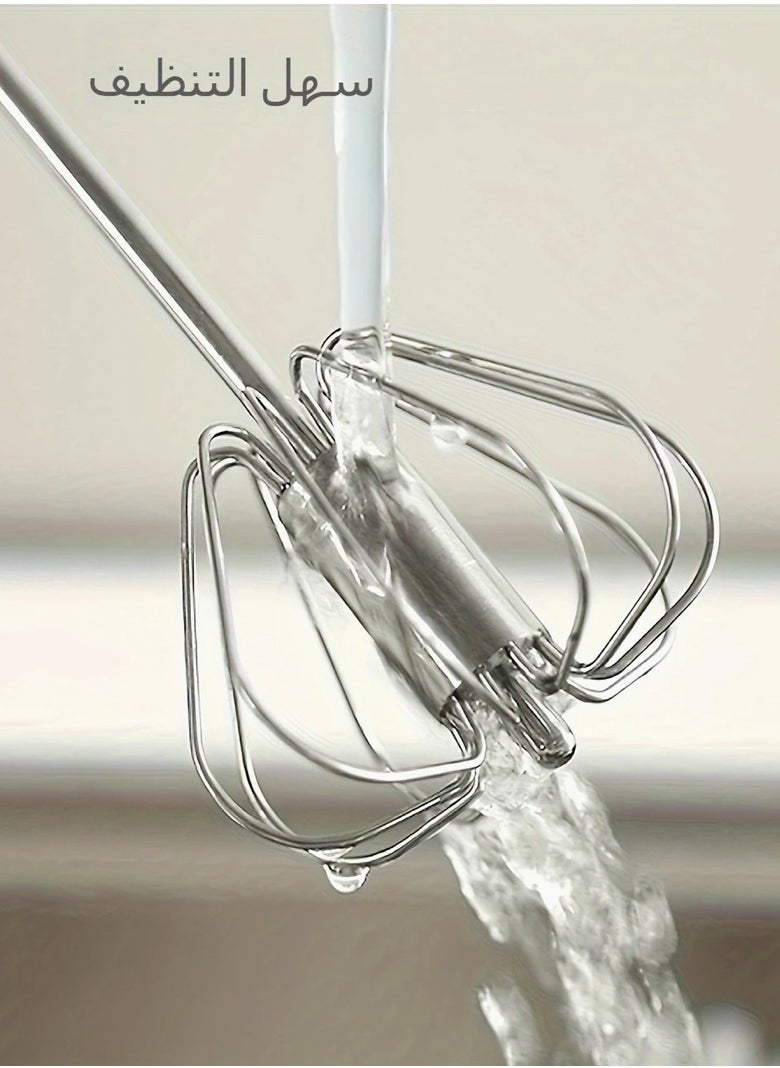 manual hand mixer . stainless steel egg beater . press down milk frother . cream whisk tool . home baking tools . hand blender no electricity . kitchen whisker . multi-purpose manual beater . manual egg whisk . handheld mixing tool
