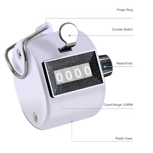 TESEAS Clicker Counter Handheld Tally Counter 4-Digit Number Counter, 2 Pack Hand Mechanical Counters Clickers Pitch Umpire Click Counter for Coaching, Knitting, People, Lap, Fishing, Golf, (Pink White) - Image 3