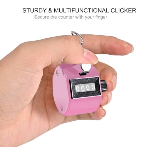 TESEAS Clicker Counter Handheld Tally Counter 4-Digit Number Counter, 2 Pack Hand Mechanical Counters Clickers Pitch Umpire Click Counter for Coaching, Knitting, People, Lap, Fishing, Golf, (Pink White) - Image 4