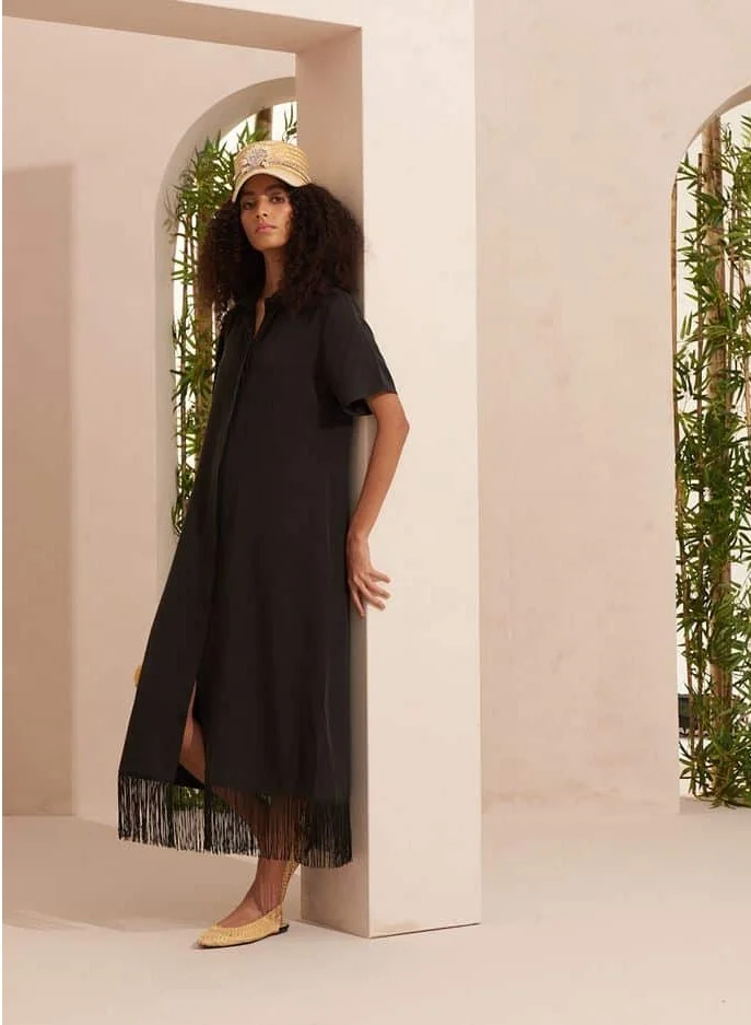 Farah Fringe Dress Black