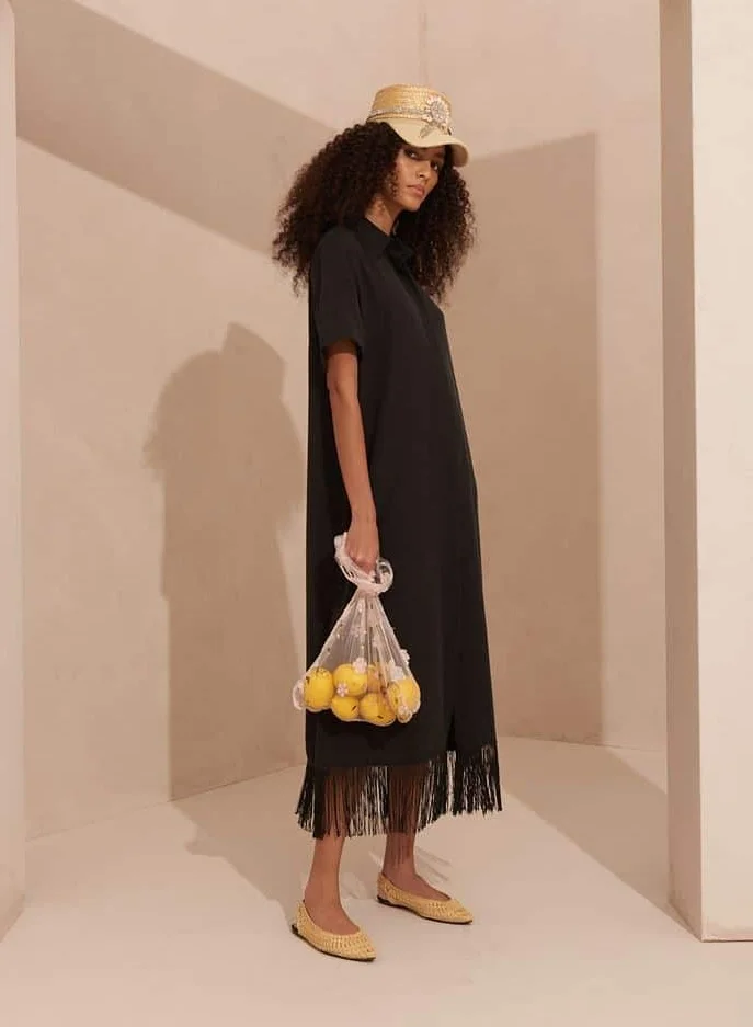 Turana Atash London Farah Fringe Dress Black