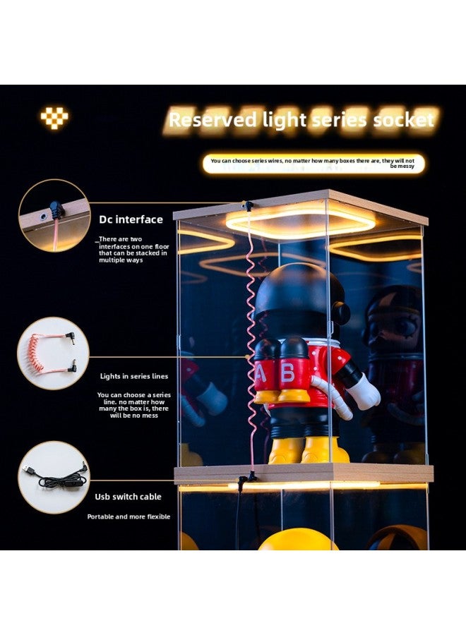 Lego Model Display Box With Light Acrylic High Transparent Dust Cover Handmade Gundam Luminous Display Cabinet-Color:Return Type Light Display Box-60cm-30cm-Specification:30cm