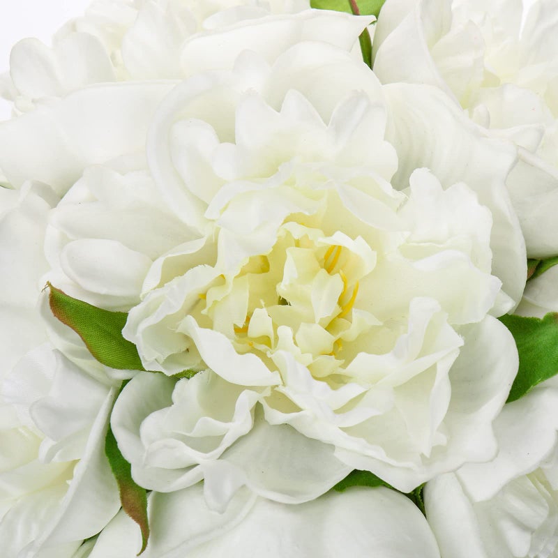Hollyone Fake Flowers White Peonies Artificial Flowers Faux Flowers with Vase Peony Silk Flower Arrangements in Glass Vase with Faux Water for Home Decor Bathroom Table Centerpiece Shelf Decorations - Image 3