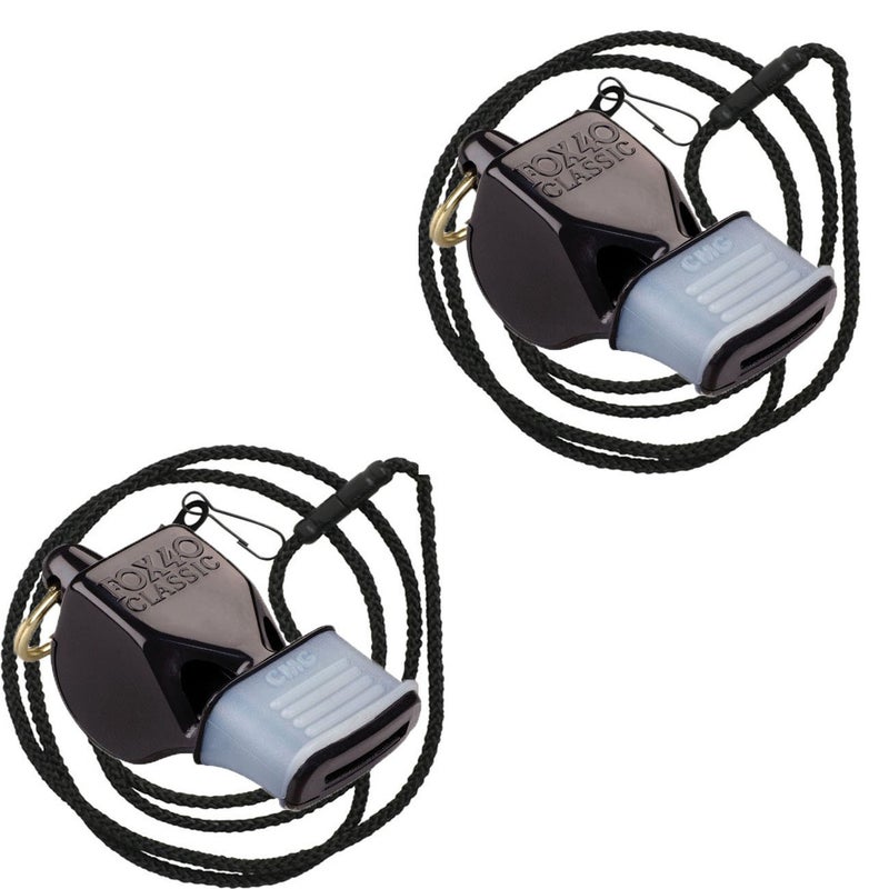 Fox 40 Classic Cushion Mouth Group Sports and Safety Loud Referee Coach Whistle with Lanyard, Black (2 Pack) - Image 4