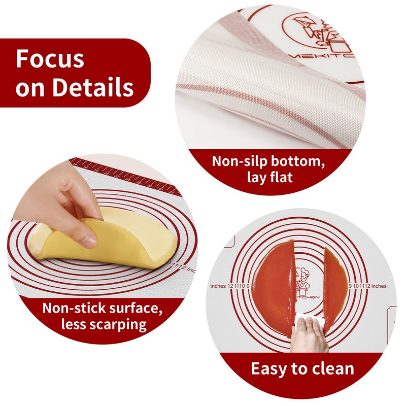 Mimekitchen Silicone Baking Mat  Non Stick Pastry Mat Sheet For Dough Rolling  Nonslip Fondant/Pie Crust Mat  Counter Mat Oven Liner Mat For Making Cookies Macarons Bread Baking Supplies Extra Large 26 X 16 Inch - Image 4