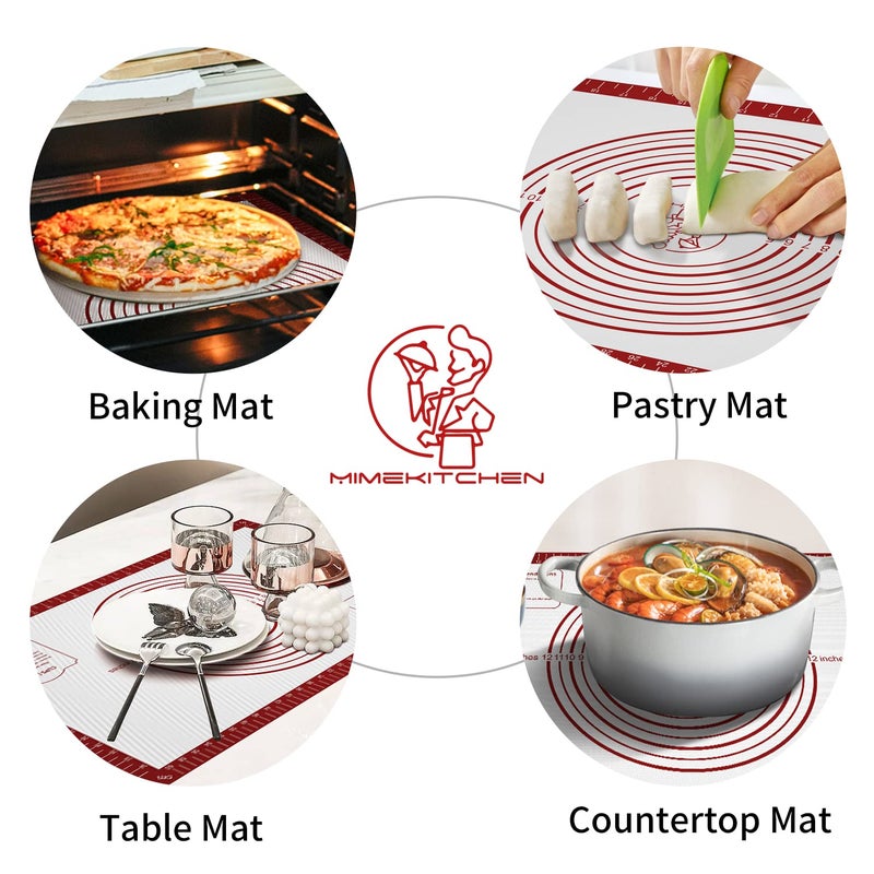 Mimekitchen Silicone Baking Mat  Non Stick Pastry Mat Sheet For Dough Rolling  Nonslip Fondant/Pie Crust Mat  Counter Mat Oven Liner Mat For Making Cookies Macarons Bread Baking Supplies Extra Large 26 X 16 Inch - Image 5