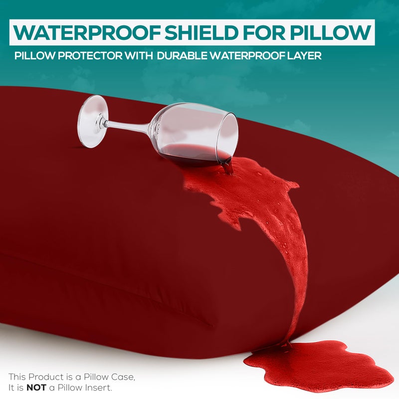 Utopia Bedding Waterproof Pillow Protectors Zippered Queen Size (2 Pack  Red)  Zippered Pillowcases  Bed Bug Proof Pillow Encasement Covers 20 x 28 Inches - Image 3
