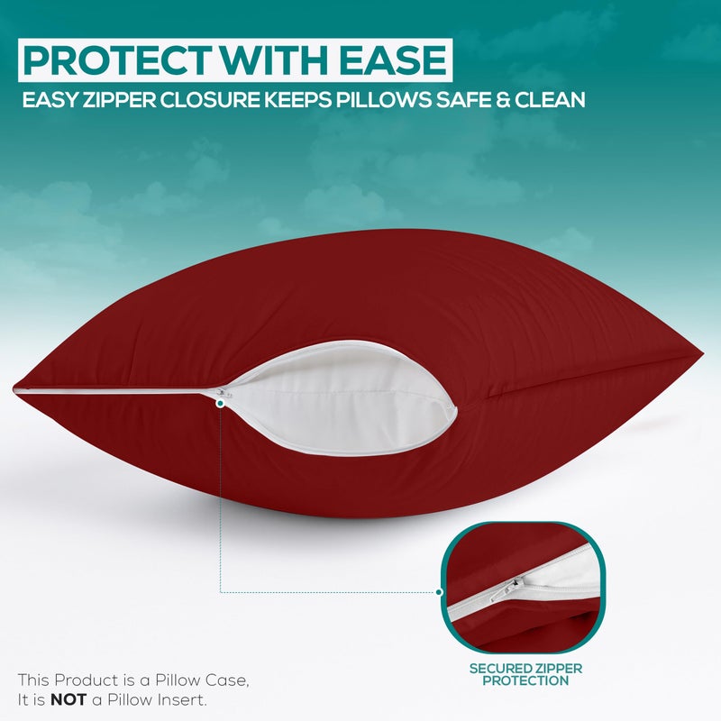 Utopia Bedding Waterproof Pillow Protectors Zippered Queen Size (2 Pack  Red)  Zippered Pillowcases  Bed Bug Proof Pillow Encasement Covers 20 x 28 Inches - Image 4