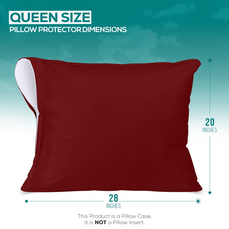 Utopia Bedding Waterproof Pillow Protectors Zippered Queen Size (2 Pack  Red)  Zippered Pillowcases  Bed Bug Proof Pillow Encasement Covers 20 x 28 Inches - Image 2