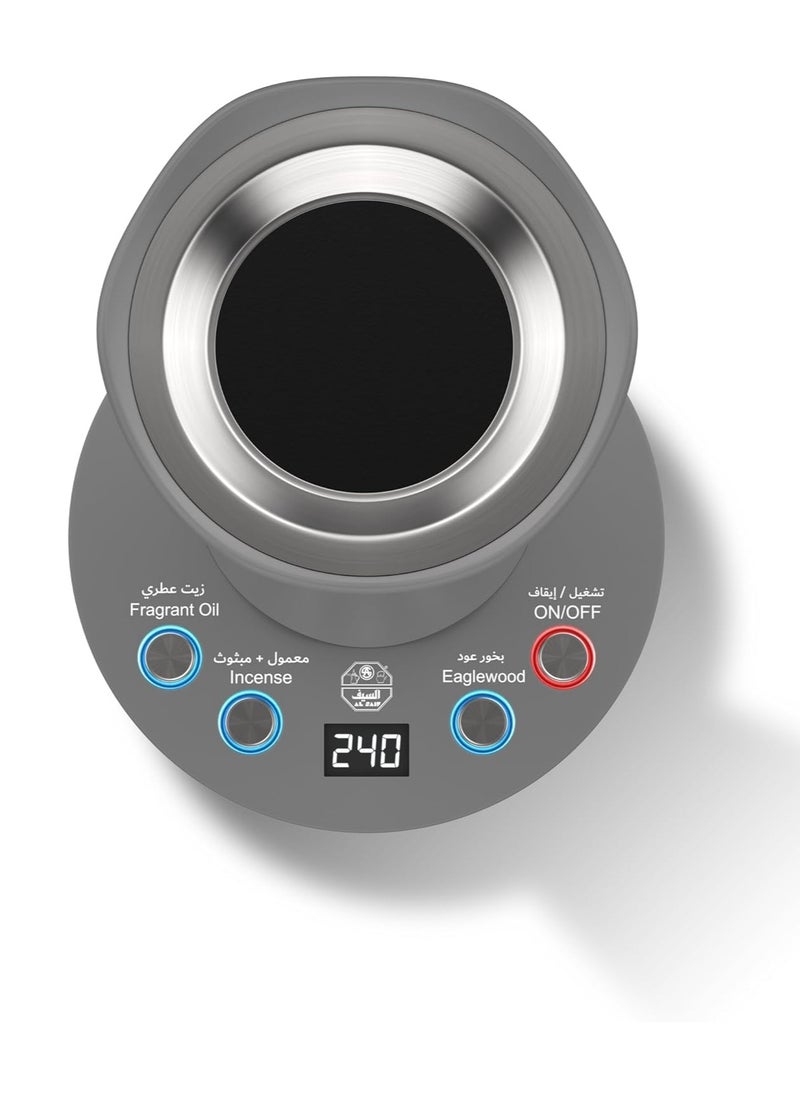 ALSAIF-ELEC - ALSAIF Electronic Incense Burner 350W, Three Different Programs, Ceramic Heating Base, Cool Handle, Grey E05112 2 Years Warranty - Image 1
