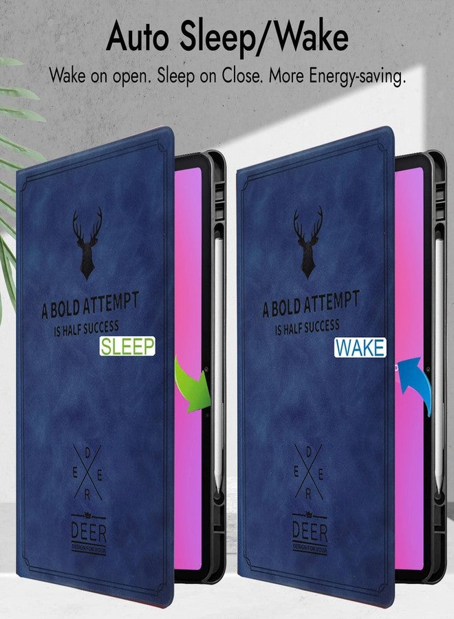 روبوستريون غطاء حماية Robustrion لجهاز Lenovo Yoga Tab Plus مقاس 12.7 بوصة، غطاء بنقشة غزال مع حامل قلم رصاص [يدعم خاصية التشغيل/الإيقاف التلقائي] - أزرق - Image 3
