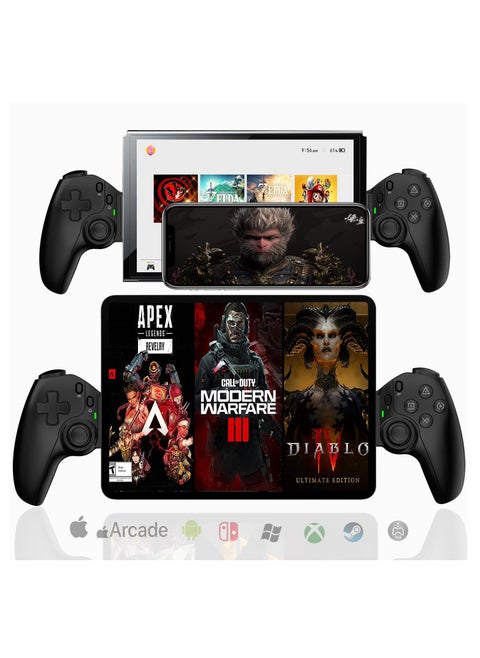 D9 Mobile Game Controller Telescopic Gamepad Joystick with Turbo 6-axis Gyro Vibration (Black)