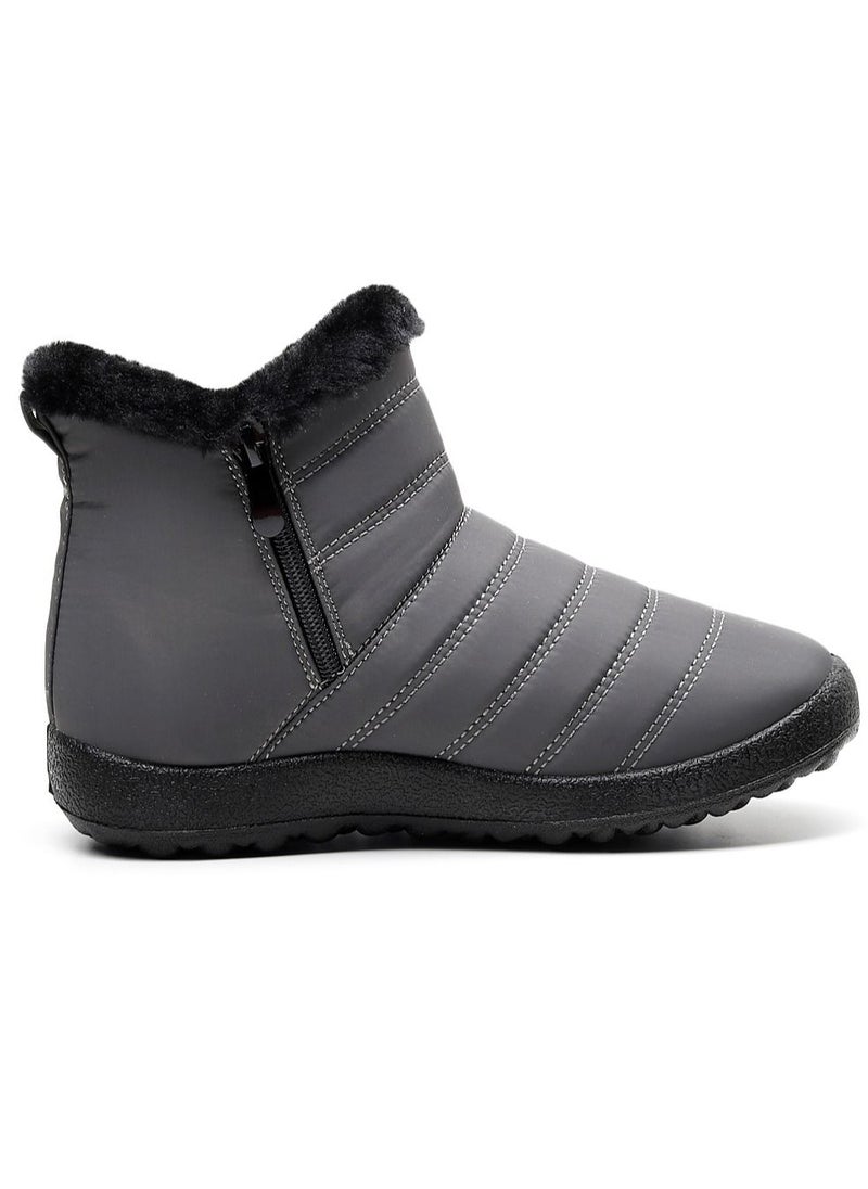Loquat - Ankle Boots Thermal Waterproof Cotton Boots Grey - Image 1