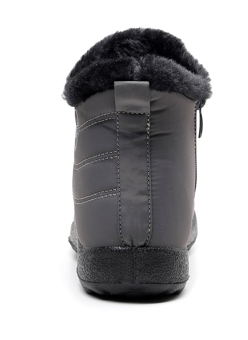 Loquat - Ankle Boots Thermal Waterproof Cotton Boots Grey - Image 1