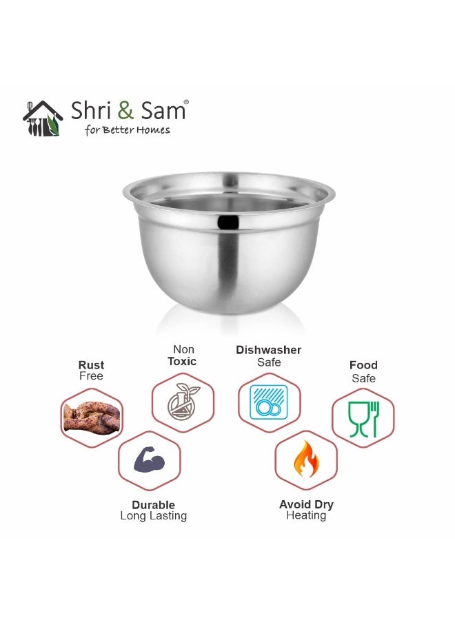 Shri & Sam Stainless Steel Mixing Bowl, 21cm, Silver - Image 2