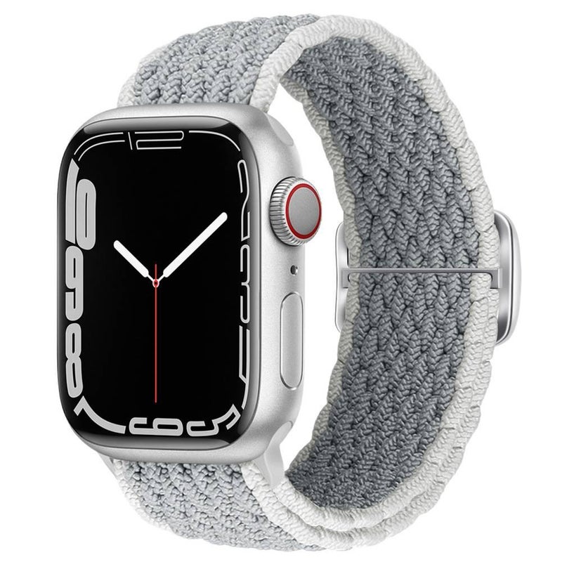 AD سوار ساعة ذكية سوار نايلون حلقي متوافق مع Apple Watch بملاءمة قابلة للتعديل وحزام بديل للاستخدام اليومي باللون Starlight قابل للتعديل - Image 5