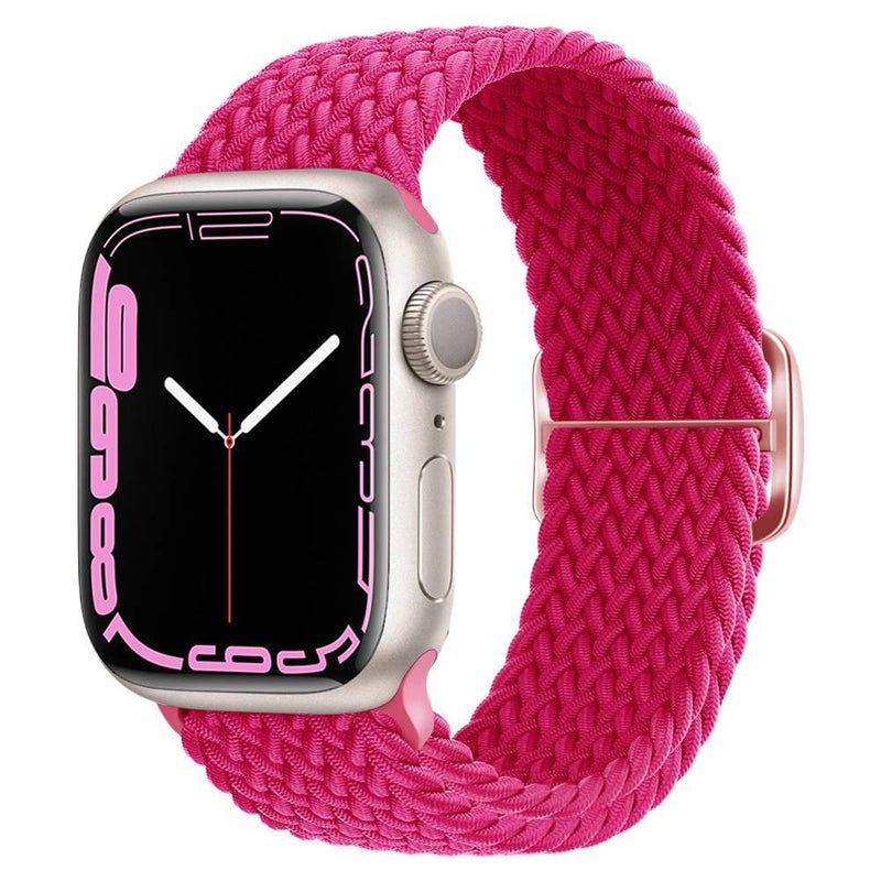 AD سوار ساعة ذكية سوار نايلون حلقي متوافق مع Apple Watch بملاءمة قابلة للتعديل وحزام بديل للاستخدام اليومي باللون Starlight قابل للتعديل - Image 4
