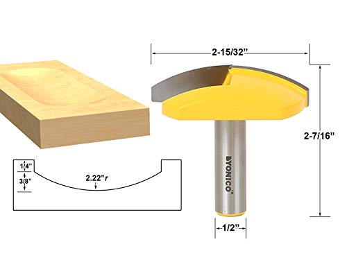 YONICO Horizontal Crown Router Bit 2.22-Inch Radius 1/2-Inch Shank 16171 - Image 2
