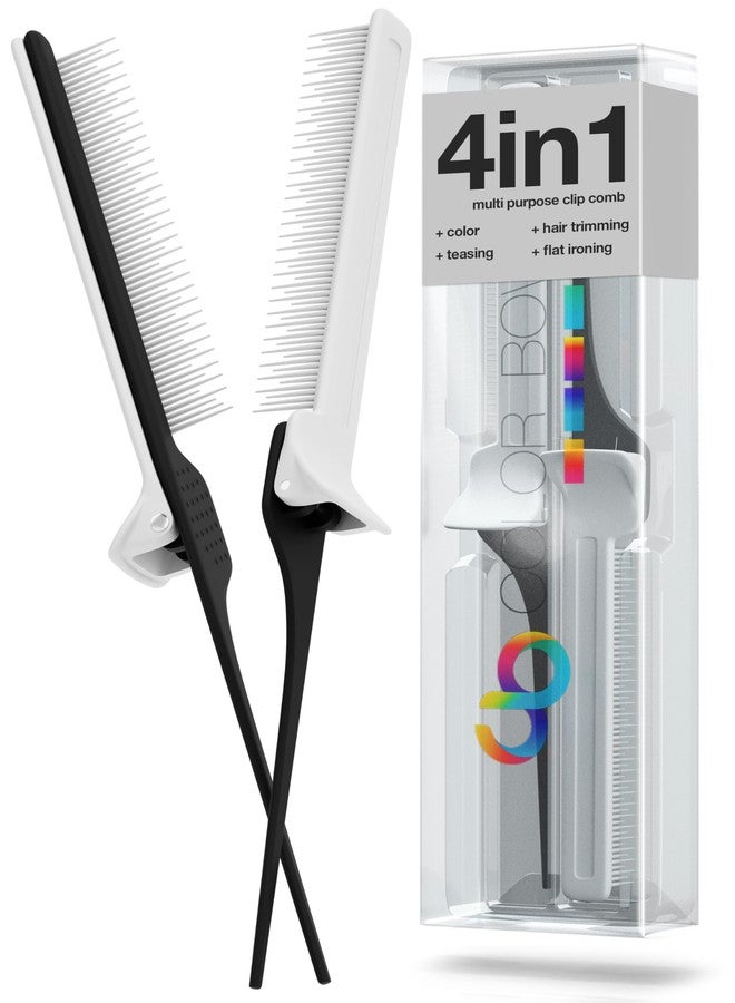 ColorBow Rat Tail Combs, Teasing Comb, Flat Iron Combs for women, Parting Combs for braiding hair, Hairstylist essentials for Highlights - balayage board hair combs for styling & cutting (2 Pack) - Image 1
