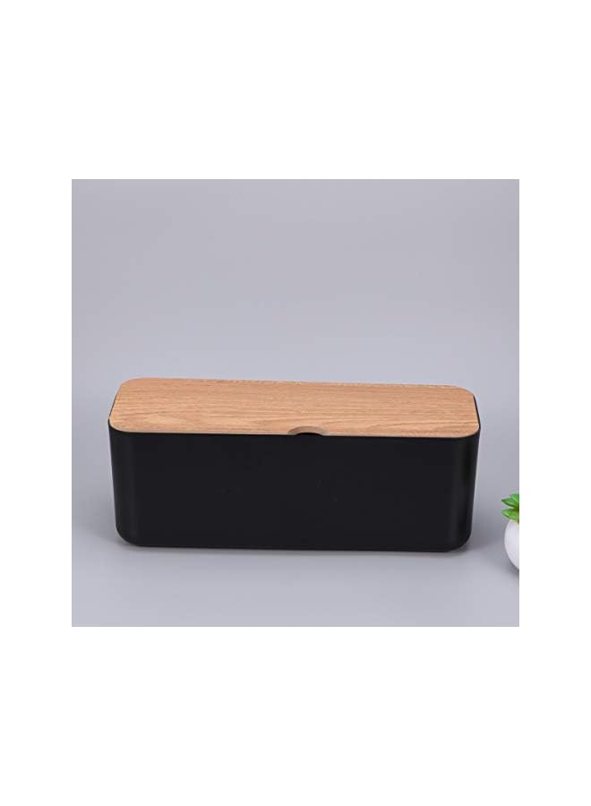 STOBOK Power Cord Storage Box Household Plastic Creative Cable Management for Desktop Home Black - Image 2