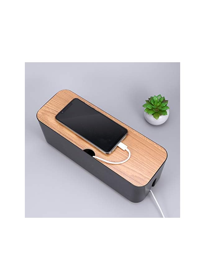 STOBOK Power Cord Storage Box Household Plastic Creative Cable Management for Desktop Home Black - Image 3