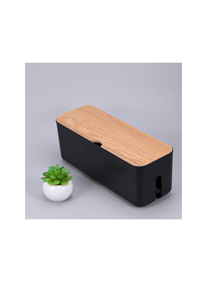 STOBOK Power Cord Storage Box Household Plastic Creative Cable Management for Desktop Home Black - Image 1