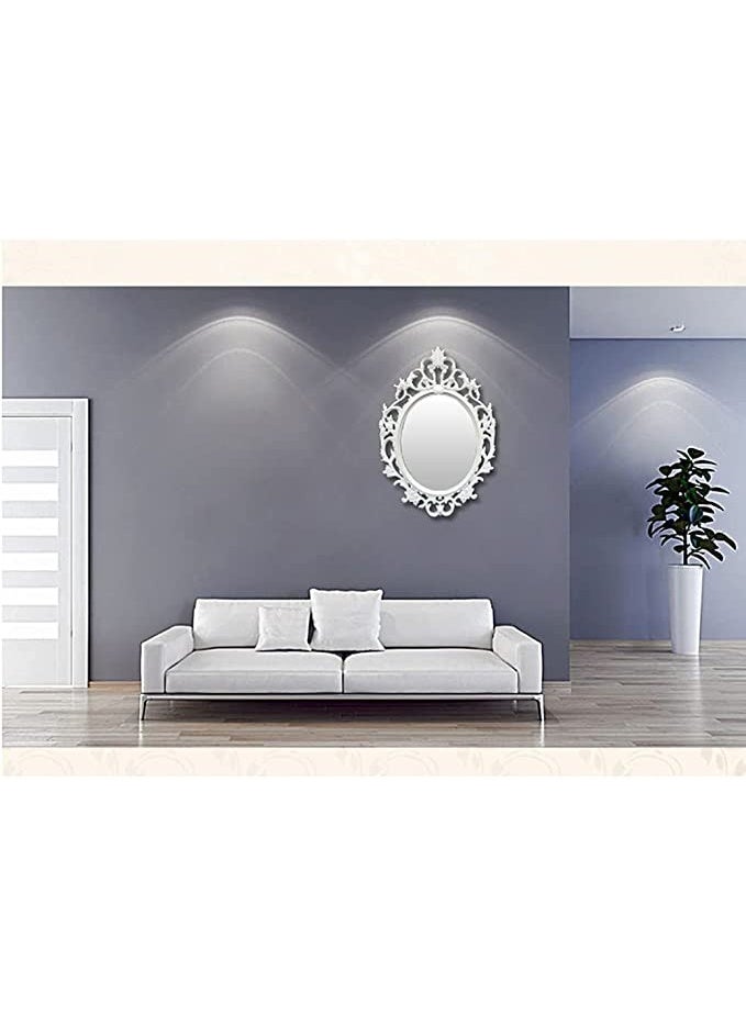 HOME TASTE Oval Shaped Vintage Wall Hanging Mirror For Living Room, Kitchen, Bedroom, Or Hallway - French Country Decor, Table Top Or Wall Display - Beauty And Style For Every Space (White, Small) - Image 2