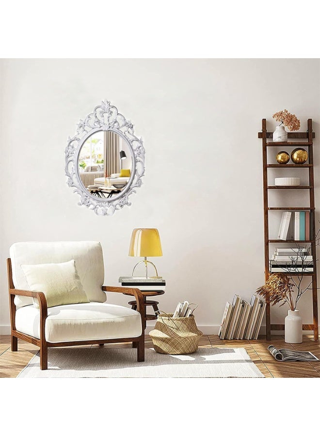 HOME TASTE Oval Shaped Vintage Wall Hanging Mirror For Living Room, Kitchen, Bedroom, Or Hallway - French Country Decor, Table Top Or Wall Display - Beauty And Style For Every Space (White, Small) - Image 5