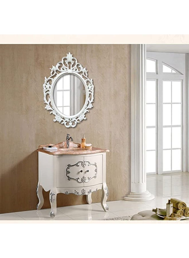 HOME TASTE Oval Shaped Vintage Wall Hanging Mirror For Living Room, Kitchen, Bedroom, Or Hallway - French Country Decor, Table Top Or Wall Display - Beauty And Style For Every Space (White, Small) - Image 4