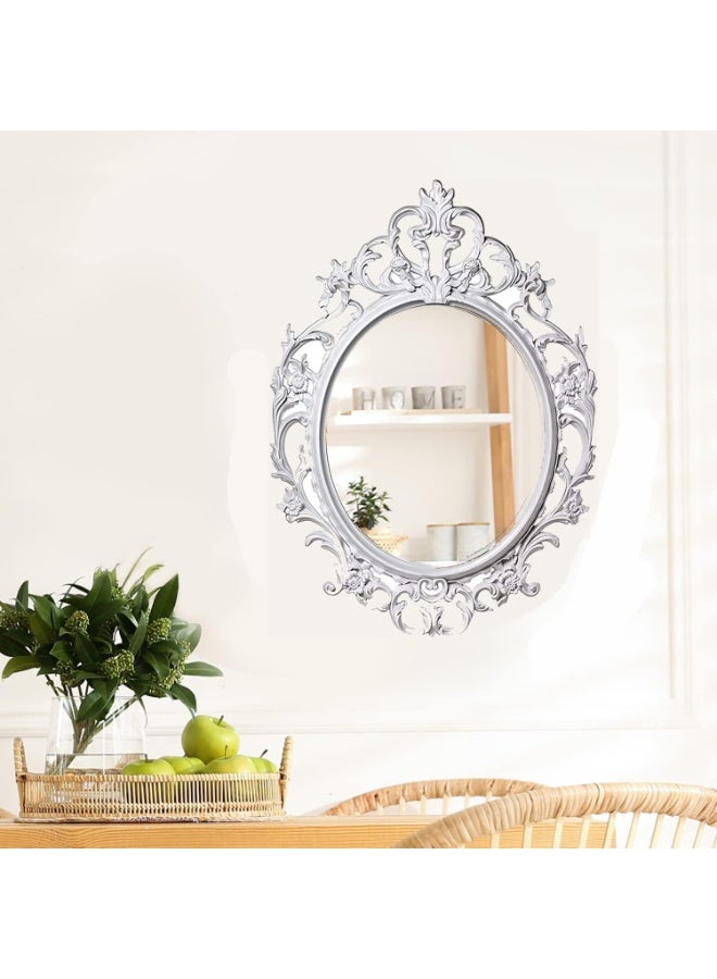HOME TASTE Oval Shaped Vintage Wall Hanging Mirror For Living Room, Kitchen, Bedroom, Or Hallway - French Country Decor, Table Top Or Wall Display - Beauty And Style For Every Space (White, Small) - Image 3