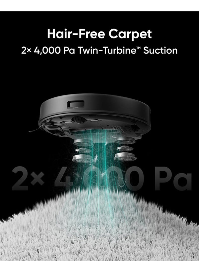 إيوفي محطة التفريغ الذاتي للمكنسة الكهربائية الروبوتية Clean X8 Pro، توربين مزدوج، 2√ó 4000 باسكال، شفط قوي، فرشاة دوارة نشطة لفك التشابك، ونظام الملاحة بالليزر iPath للتنظيف العميق لشعر الحيوانات الأليفة على السجاد 335 مل 50 دبليو T2276 أسود - Image 2