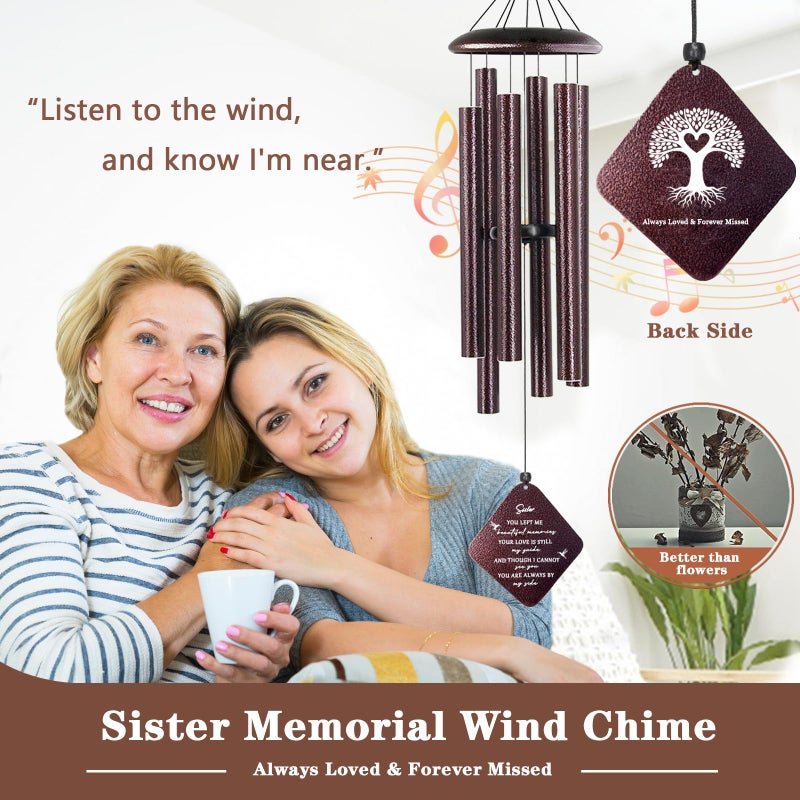 Doopeer Memorial Gifts for Loss of Sister, 32" Sympathy Wind Chimes in Memory of Sister Sympathy Gift - Image 2