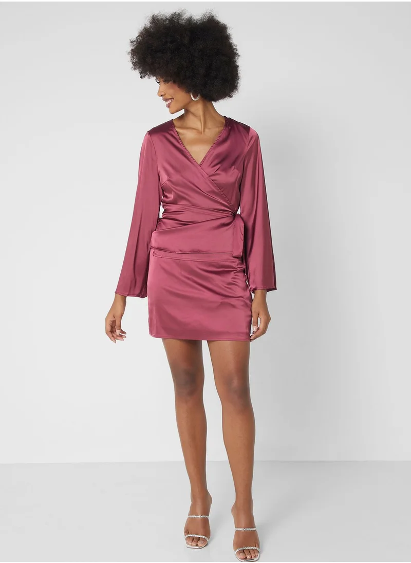 GLAMOROUS Surplice Neck Satin Top