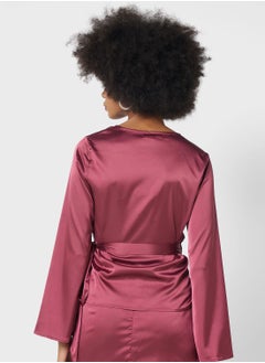 GLAMOROUS Surplice Neck Satin Top  - Image 2