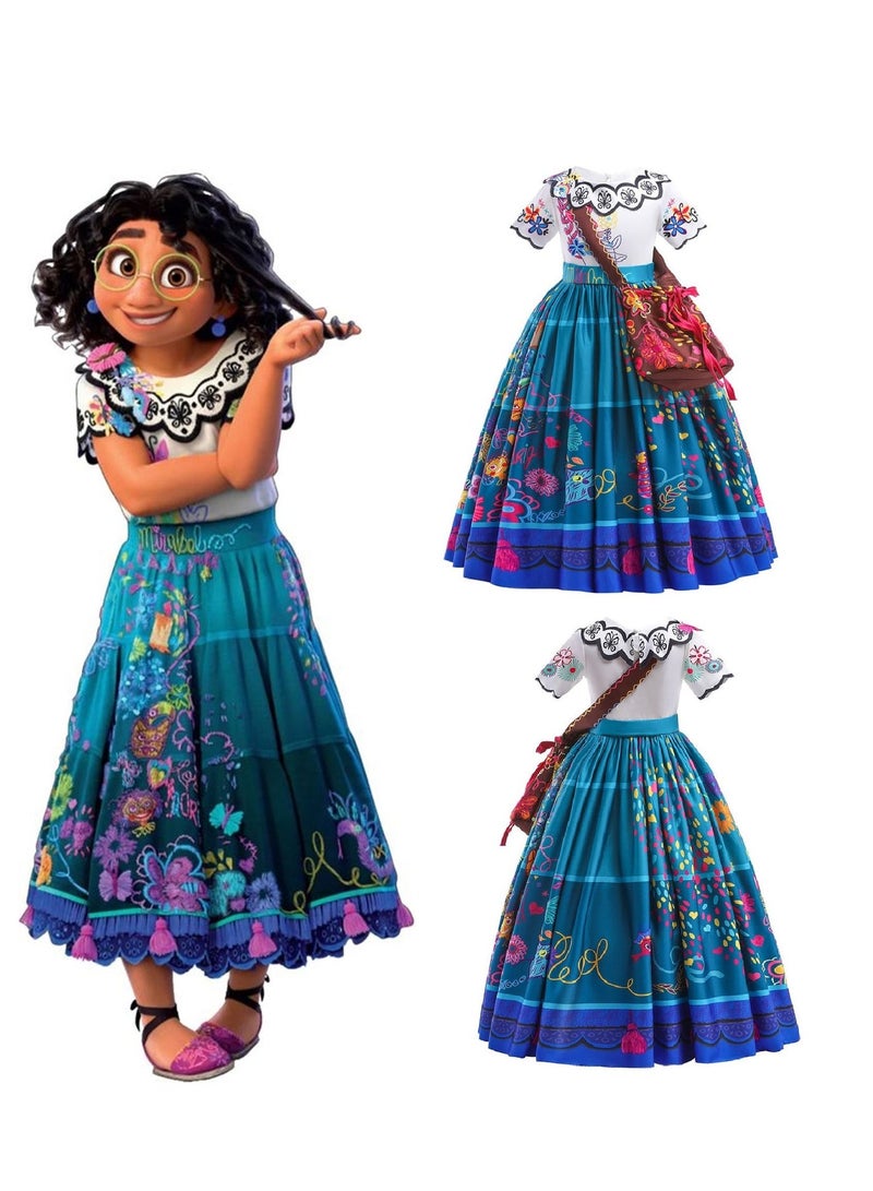 Encanto Dress Costume for Girls Mirabel Dress Up for Kids，Princess Costume Outfits Cosplay Long Dresse - Image 2