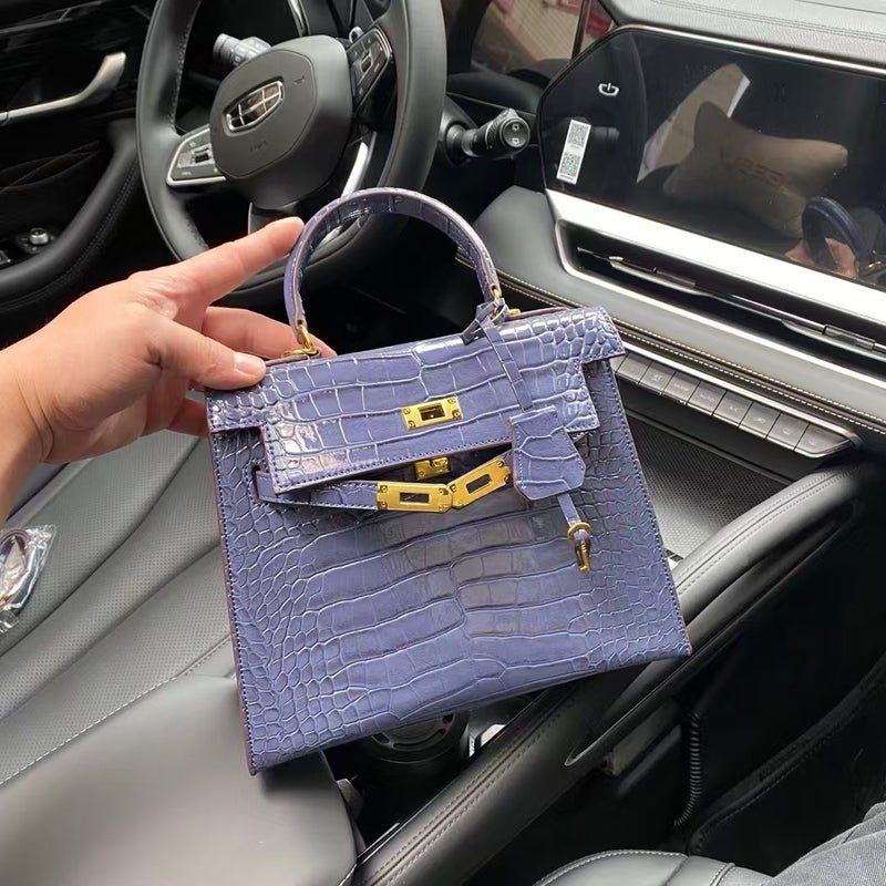2025 Bag Women'S New Trendy Fashionable Portable Small Square Bag Crocodile Pattern Kelly Bag Shoulder Crossbody Bag Bags - Image 1