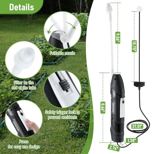 Qualirey Battery Powered Sprayer Wand with Holster Foldable Nozzle Fits 38mm Cap 1 Gallon Jugs Electric Weed Bug Ant Killer for Beach Cleaning Gardening Lawn and DisinfectingBlack - Image 3