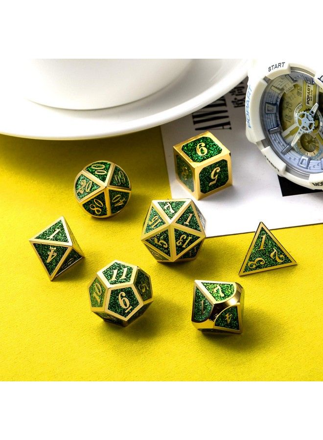 DNDND Metal Dice Set D&D,Glitter Green Heavy Dnd Dice With Free Metal Case For Role Playing Games Dungeons And Dragons - Image 3