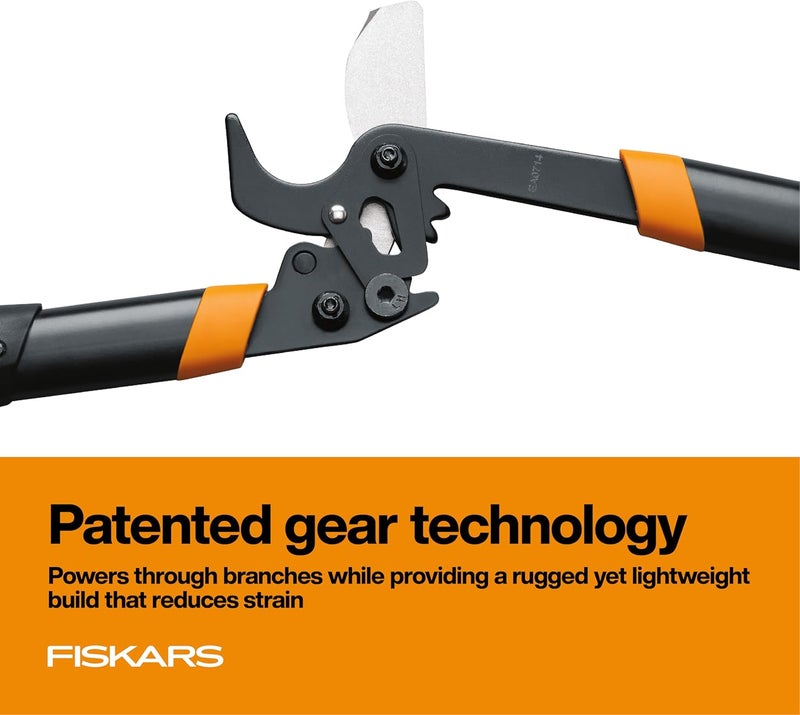 Fiskars مقص شجر بطول 18 بوصة، ثقيل الوزن، بشفرة فولاذية حادة لقطع فروع الأشجار حتى قطر 1.5 بوصة، تقنية PowerGear2 تضاعف القوة، مقص يدوي - Image 3