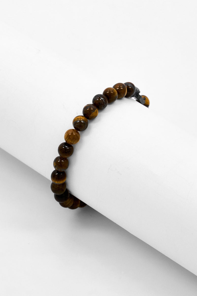 Steeltime Men Tiger Eye And Arrow Shape Hematite Beaded Stretch Bracelet, Brown - Image 2
