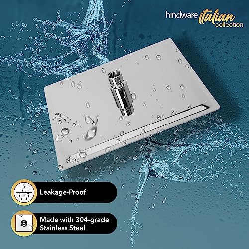 Hindware Stainless Steel 250 mm Ultra Thin Square Overhead Shower | Wall Mounted | Chrome Finish | Detachable Spray Nozzles | Silicon Nozzles | Sustains High Water Pressure - Image 3