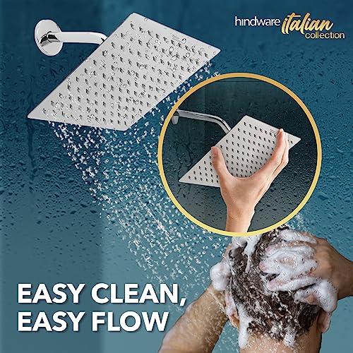 Hindware Stainless Steel 250 mm Ultra Thin Square Overhead Shower | Wall Mounted | Chrome Finish | Detachable Spray Nozzles | Silicon Nozzles | Sustains High Water Pressure - Image 4