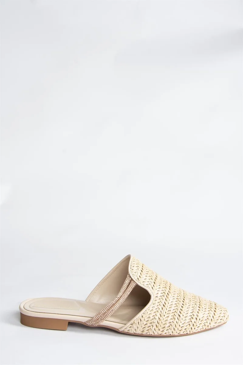 فوكس شوز Ten Wicker Stone Detailed Women's Slippers P820031417