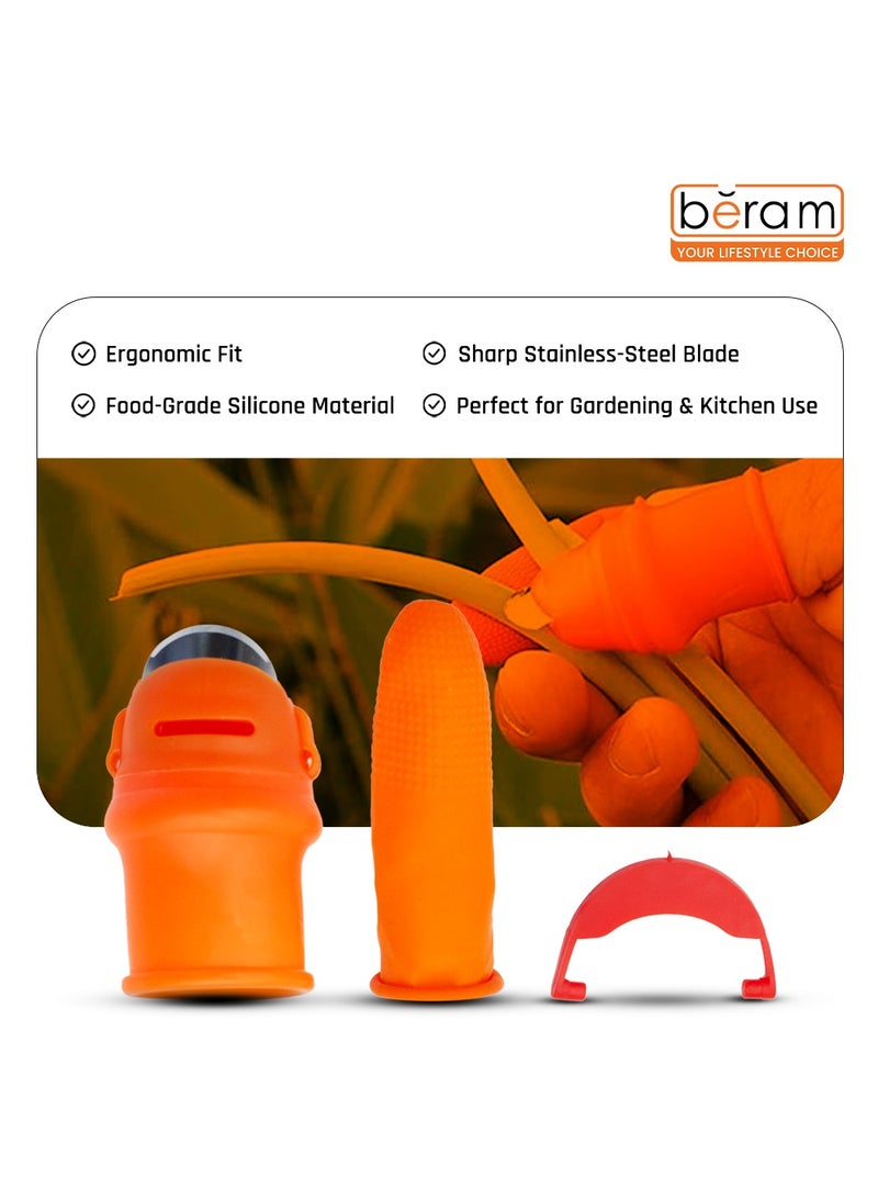 Beram Silicone Thumb Knife, Kitchen Protective Gloves with Blade, Vegetable Harvesting Knife, Scissors for Cutting Plants, Protective Gardening Plucking Device, Daily Use Kitchen Tool - Image 3