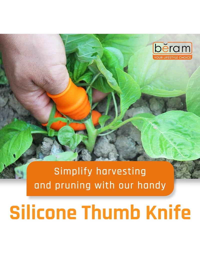Beram Silicone Thumb Knife, Kitchen Protective Gloves with Blade, Vegetable Harvesting Knife, Scissors for Cutting Plants, Protective Gardening Plucking Device, Daily Use Kitchen Tool - Image 2