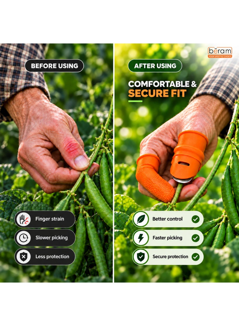 BERAM Silicone Thumb Knife with Finger Protector, Stainless Steel Blade & Protective Cover, Reusable Garden Harvesting Cutter for Tomatoes, Chillies, Strawberries, Beans, Herbs & Flowers - Image 4